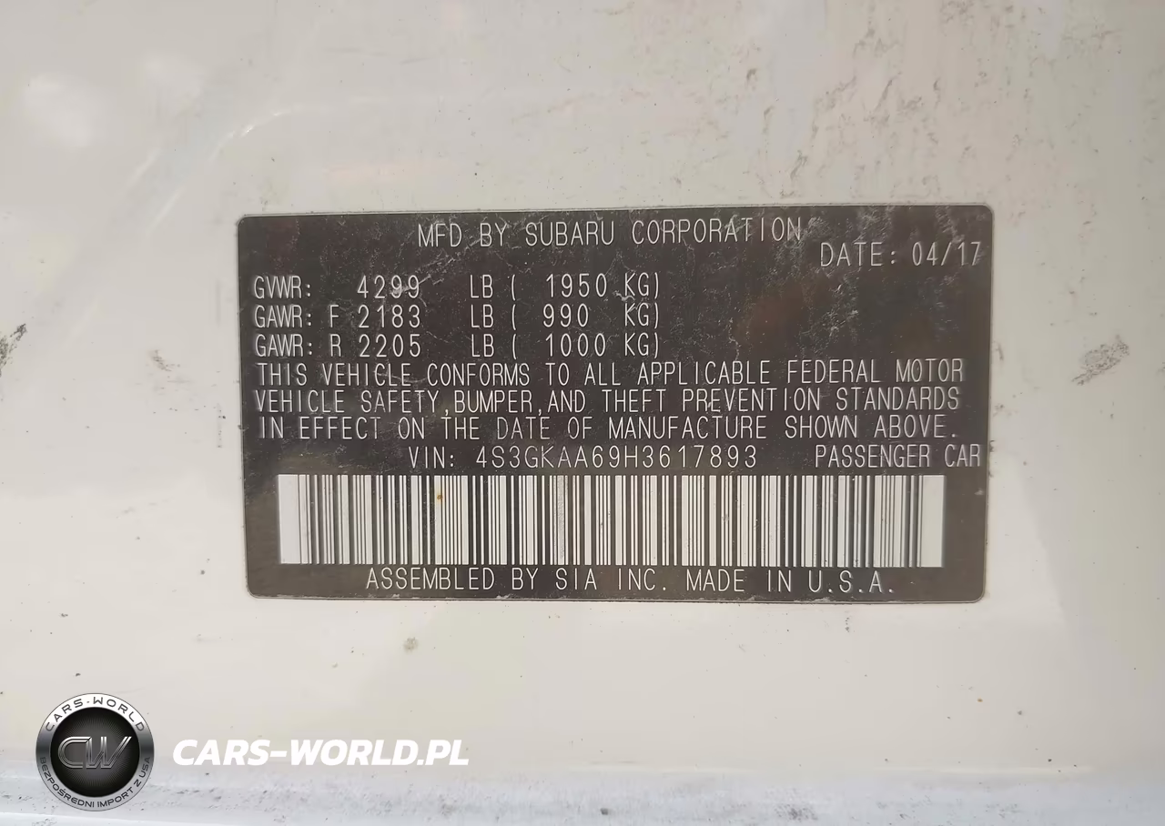 2017 Subaru Impreza 2.0I VIN:4S3GKAA69H3617893 - 9