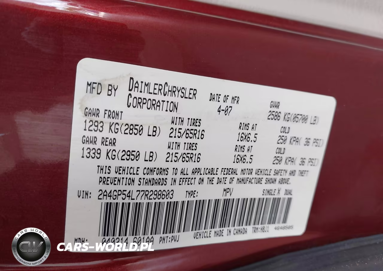 2007 Chrysler Town & Country Touring VIN:2A4GP54L77R298603 - 9