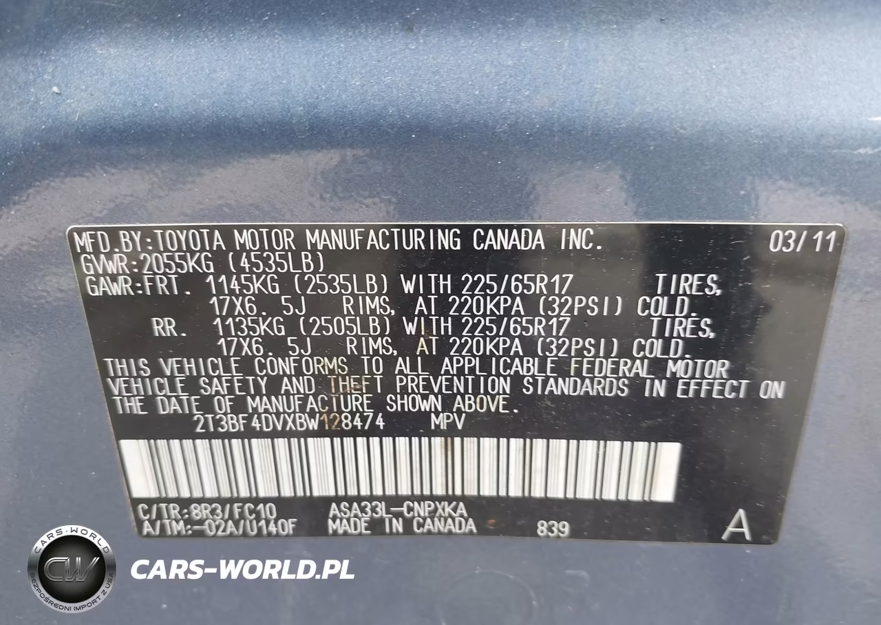 2011 Toyota Rav4 VIN:2T3BF4DVXBW128474 - 9
