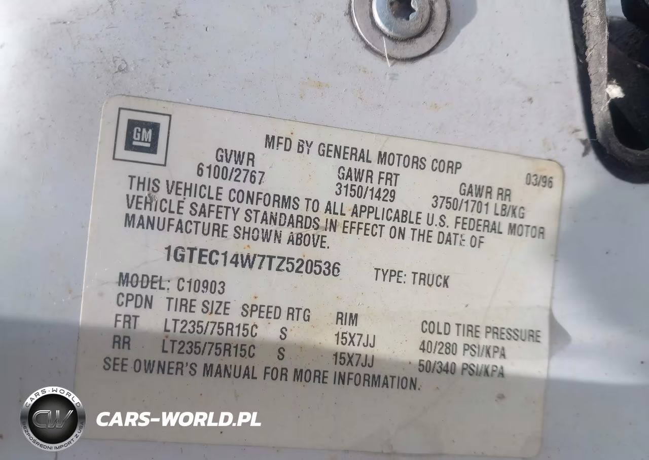 1996 GMC Sierra C1500 VIN:1GTEC14W7TZ520536 - 9
