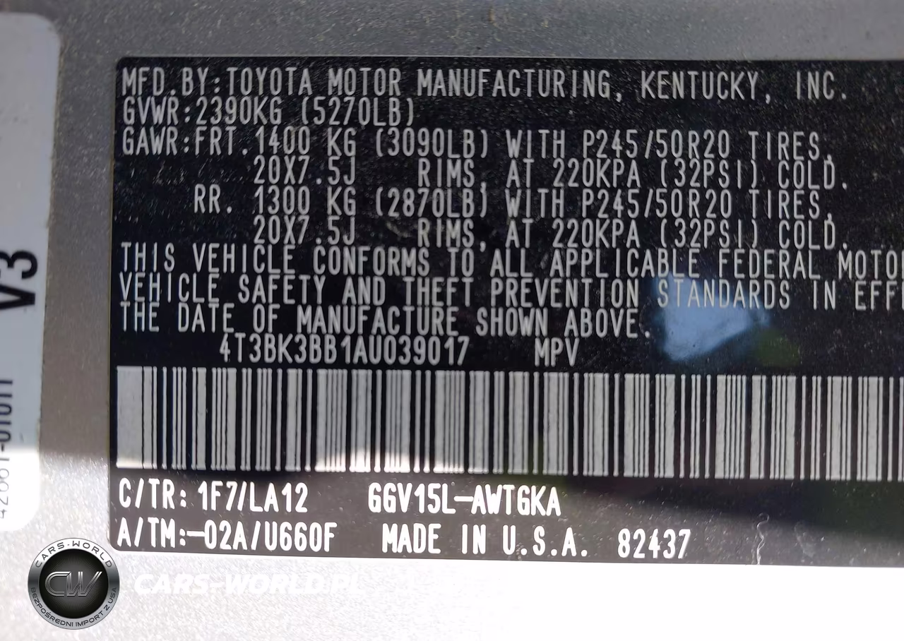 2010 Toyota Venza Base V6 VIN:4T3BK3BB1AU039017 - 9
