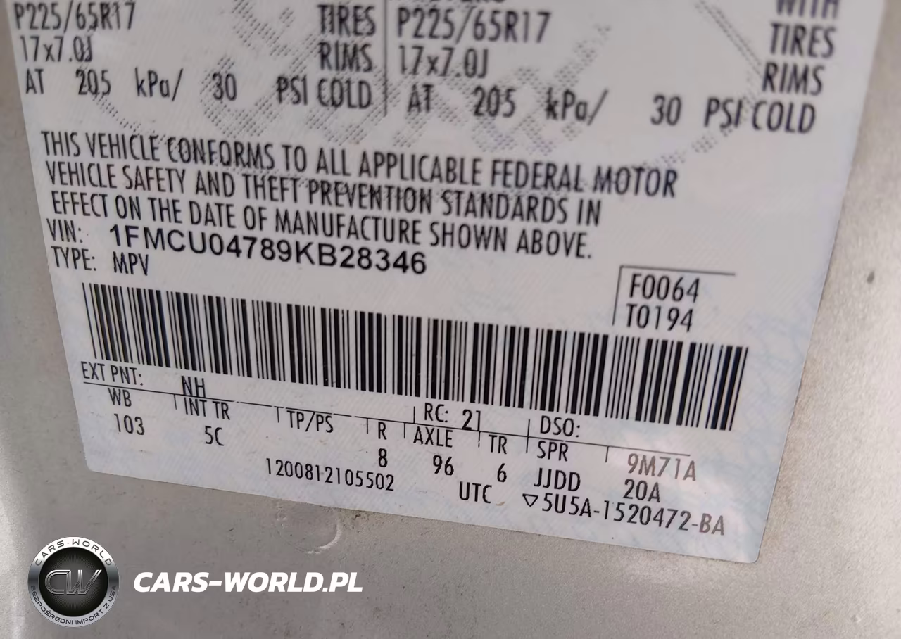 2009 Ford Escape Limited VIN:1FMCU04789KB28346 - 9