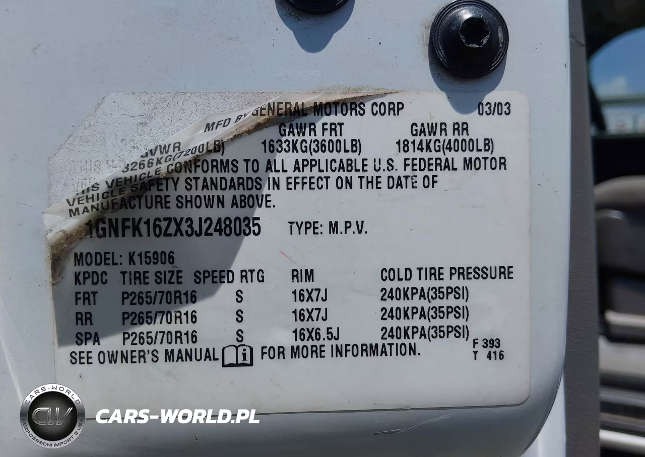 2003 Chevrolet Suburban 1500 Ls VIN:1GNFK16ZX3J248035 - 9