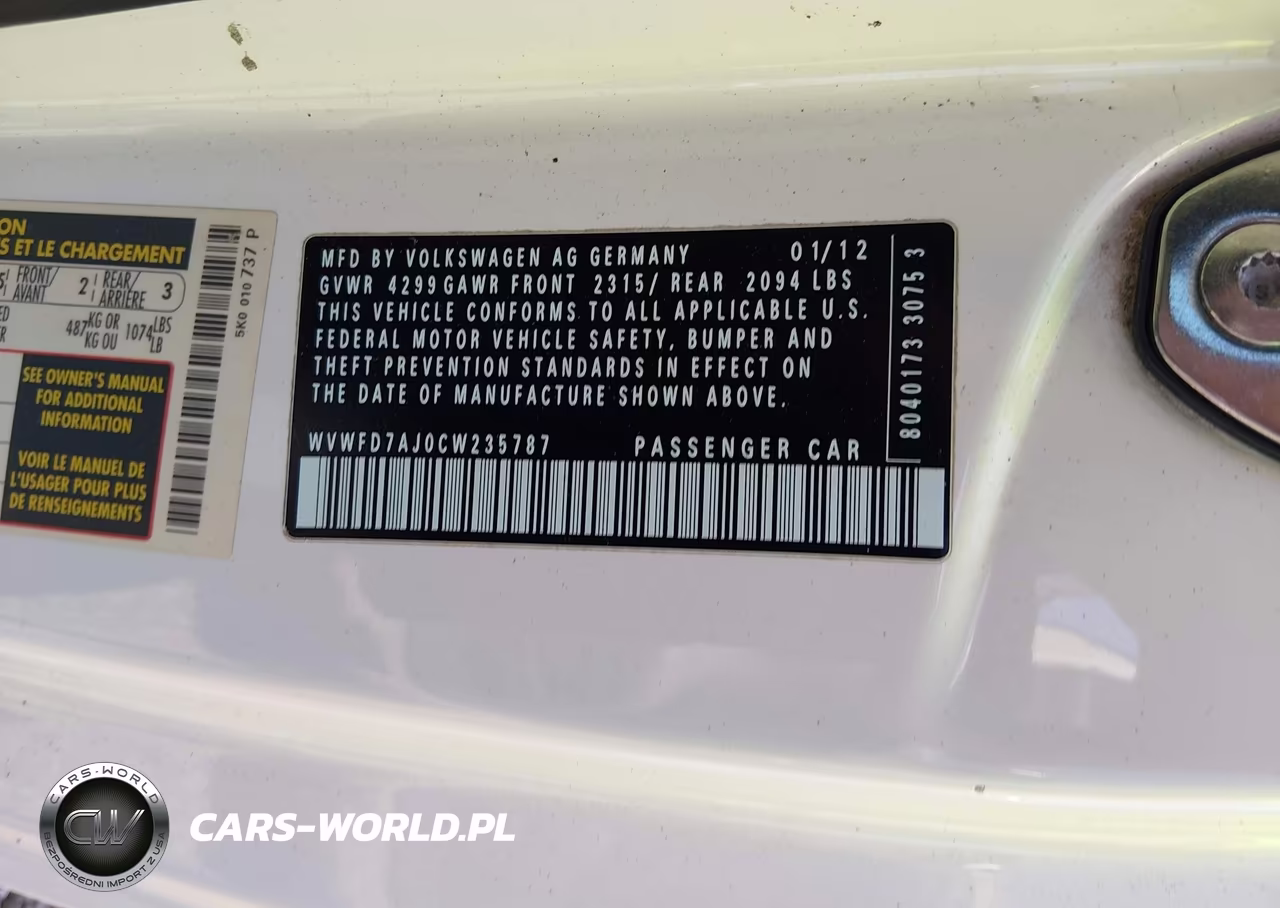 2012 Volkswagen Gti 2-Door VIN:WVWFD7AJ0CW235787 - 9