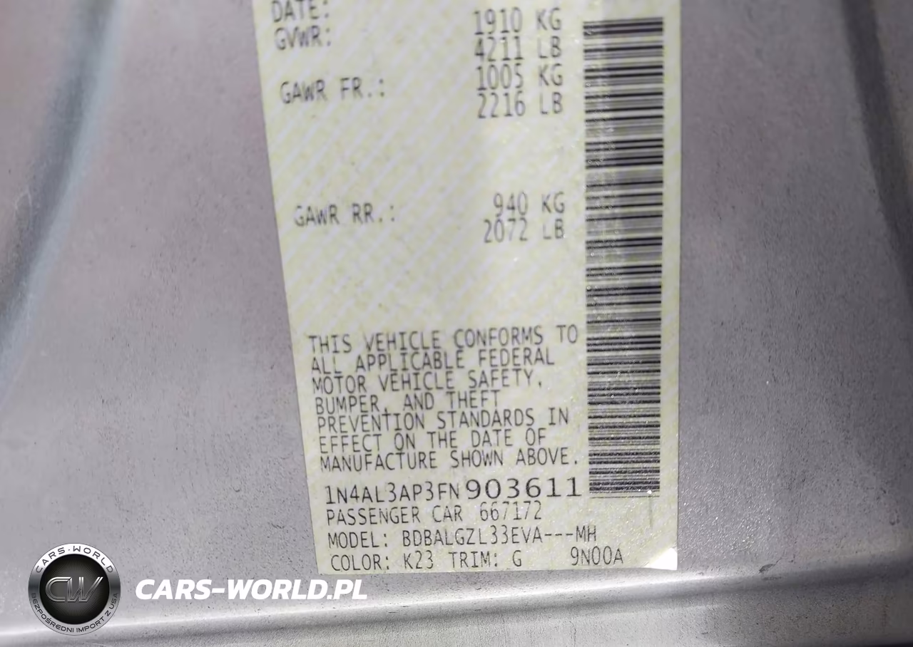 2015 Nissan Altima 2.5 S VIN:1N4AL3AP3FN903611 - 9