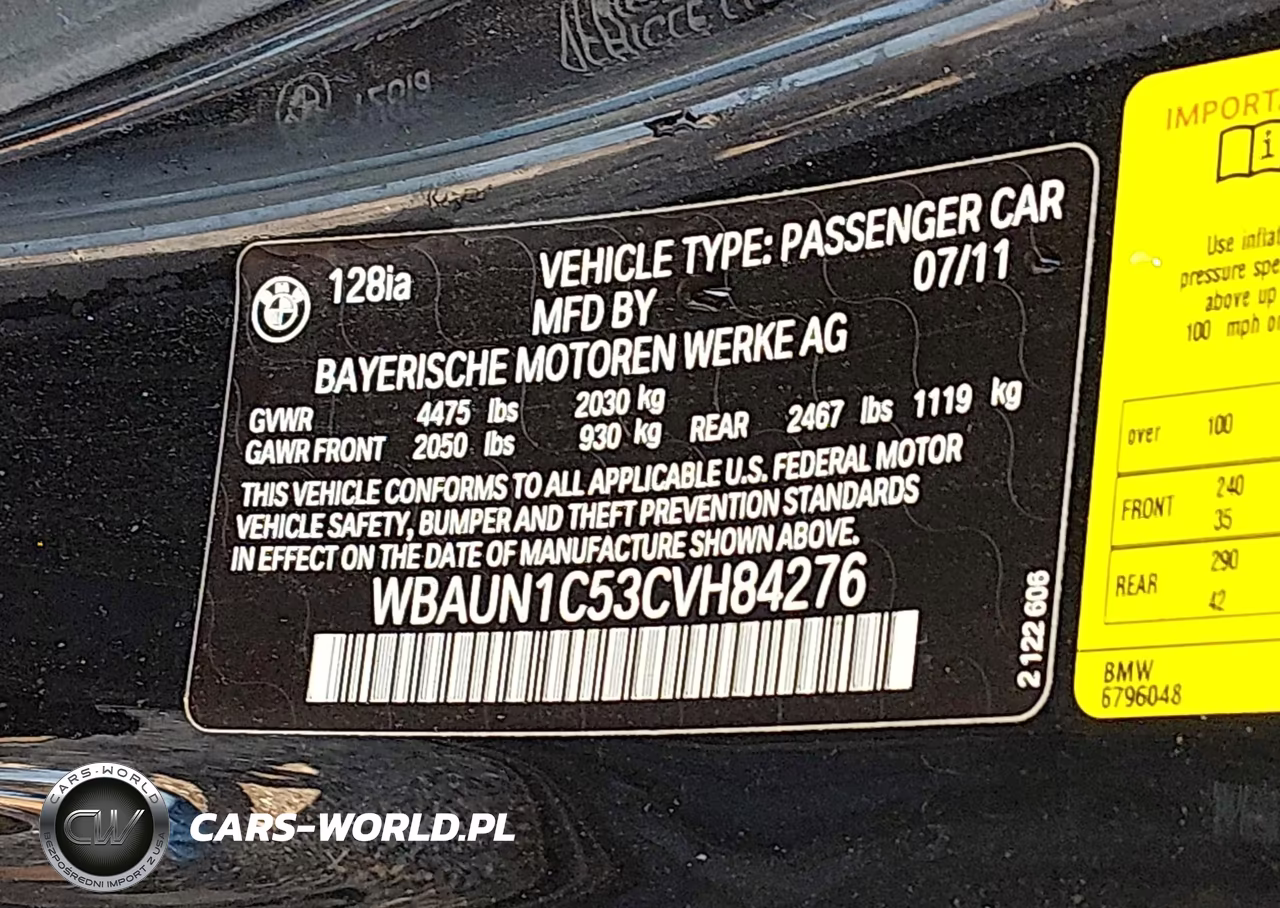 2012 BMW 128I VIN:WBAUN1C53CVH84276 - 9