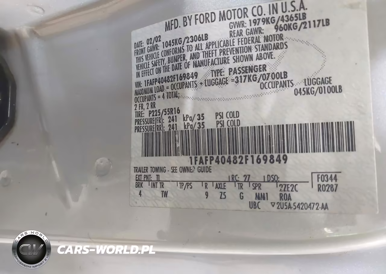 2002 Ford Mustang Deluxe-Premium-Standard VIN:1FAFP40482F169849 - 9