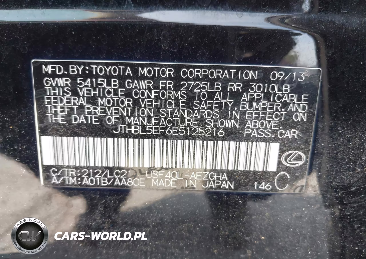 2014 Lexus Ls 460 VIN:JTHBL5EF6E5125216 - 9