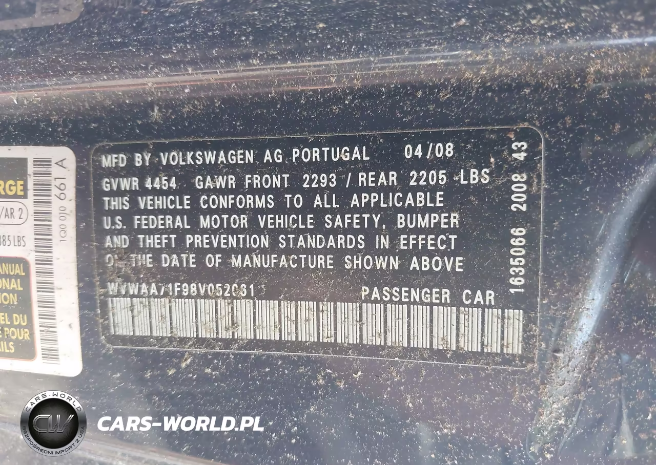 2008 Volkswagen Eos Komfort-Turbo VIN:WVWAA71F98V052061 - 9