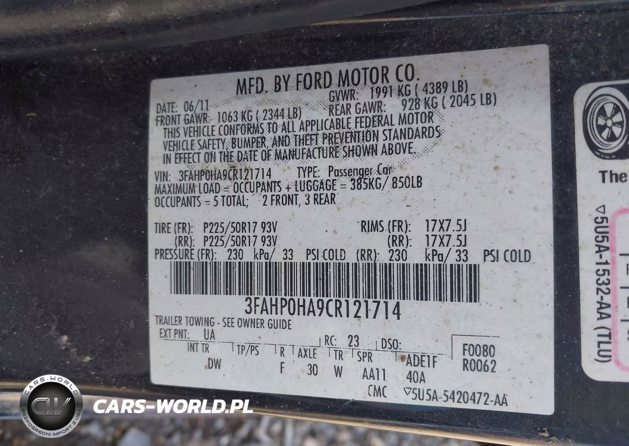2012 Ford Fusion Se VIN:3FAHP0HA9CR121714 - 8