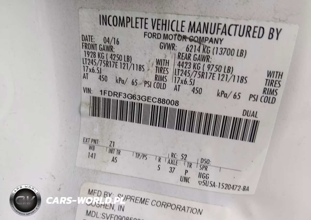 2016 Ford F-350 Chassis Xl-Xlt VIN:1FDRF3G63GEC88008 - 9