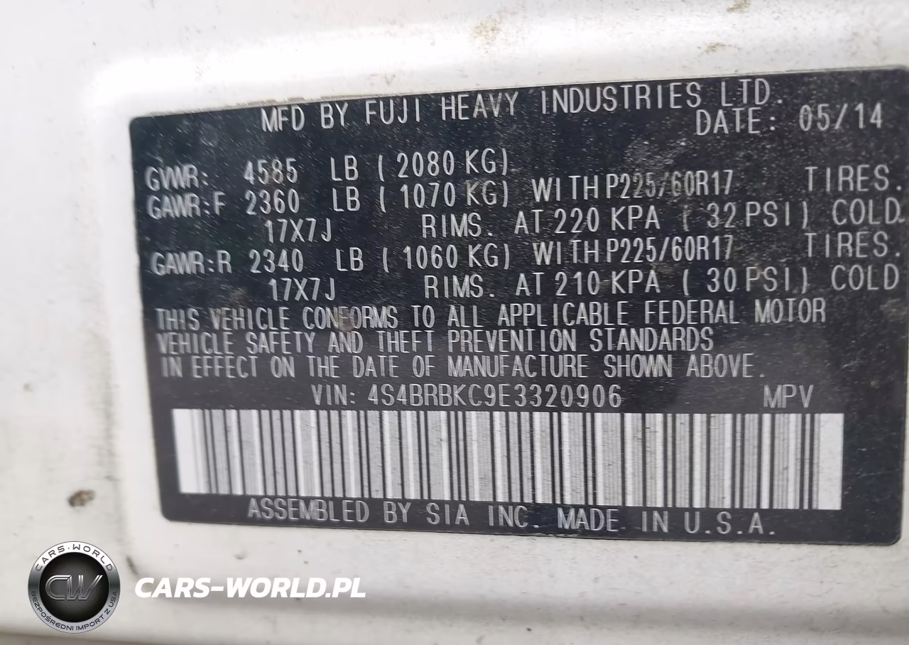 2014 Subaru Outback 2.5I Limited VIN:4S4BRBKC9E3320906 - 9