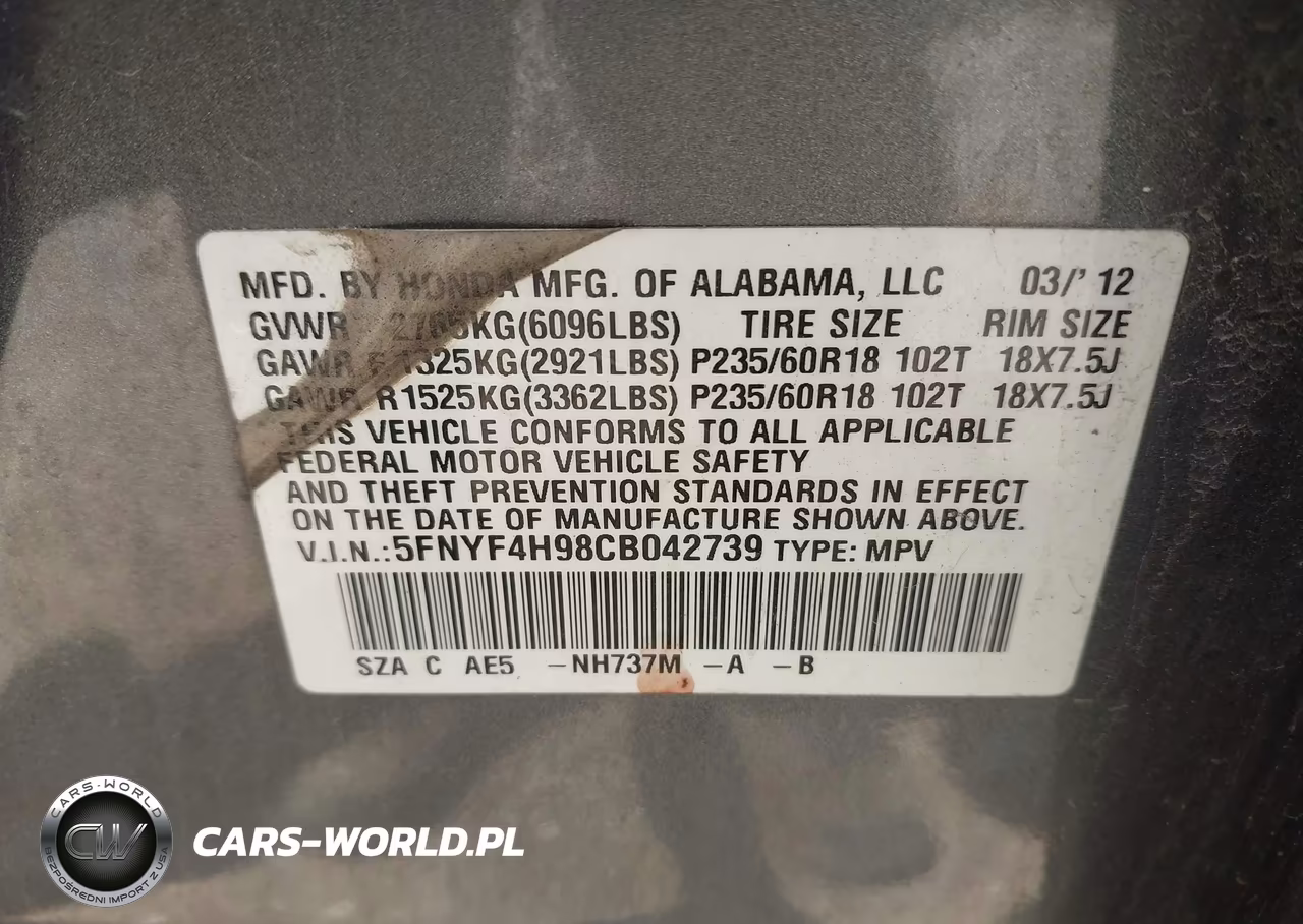 2012 Honda Pilot Touring VIN:5FNYF4H98CB042739 - 9