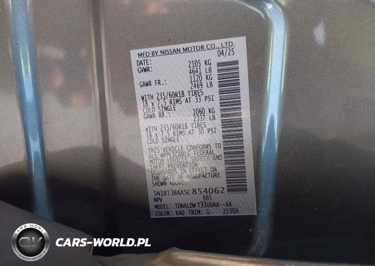2025 Nissan Rogue Sv Fwd VIN:5N1BT3BAXSC854062 - 9