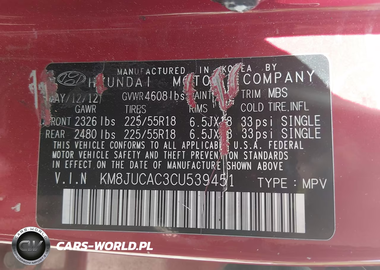 2012 Hyundai Tucson Limited VIN:KM8JUCAC3CU539451 - 9