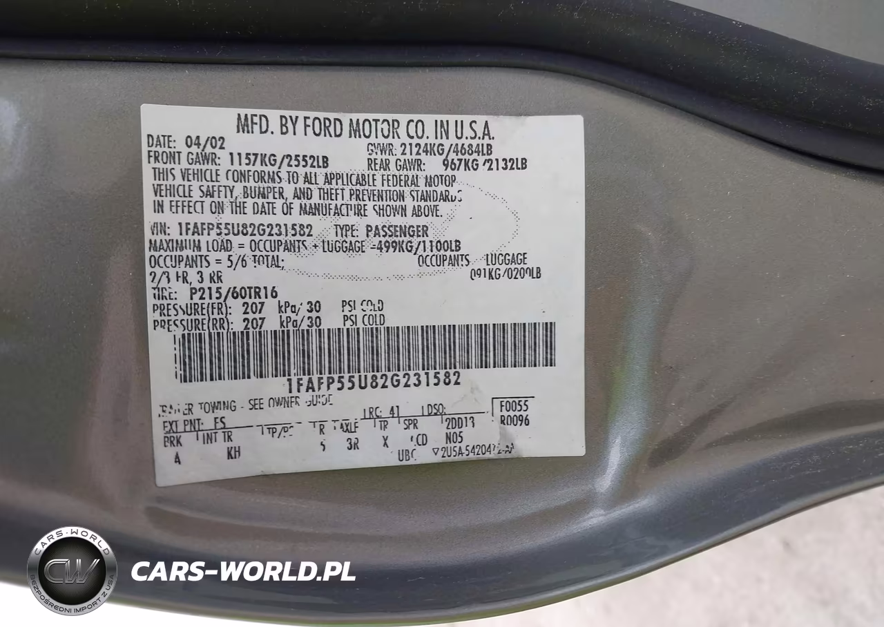 2002 Ford Taurus Ses VIN:1FAFP55U82G231582 - 9