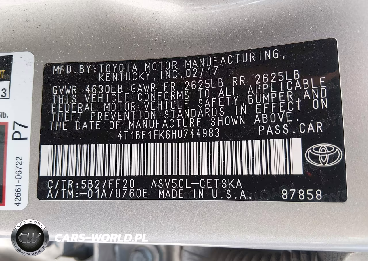 2017 Toyota Camry Se VIN:4T1BF1FK6HU744983 - 9