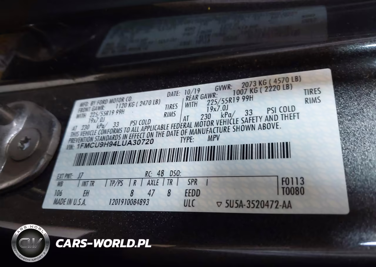 2020 Ford Escape Sel VIN:1FMCU9H94LUA30720 - 9