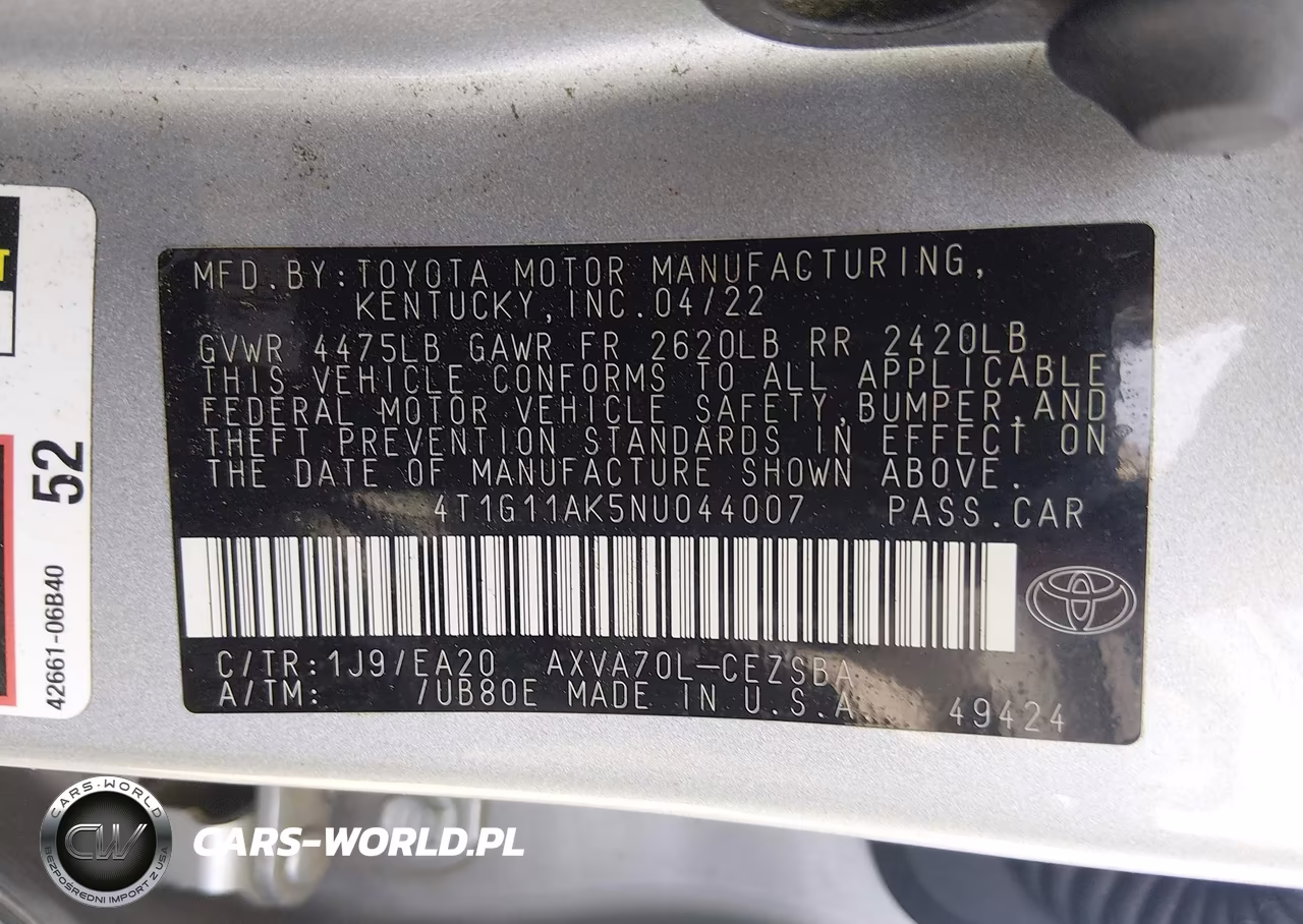 2022 Toyota Camry Se VIN:4T1G11AK5NU044007 - 9