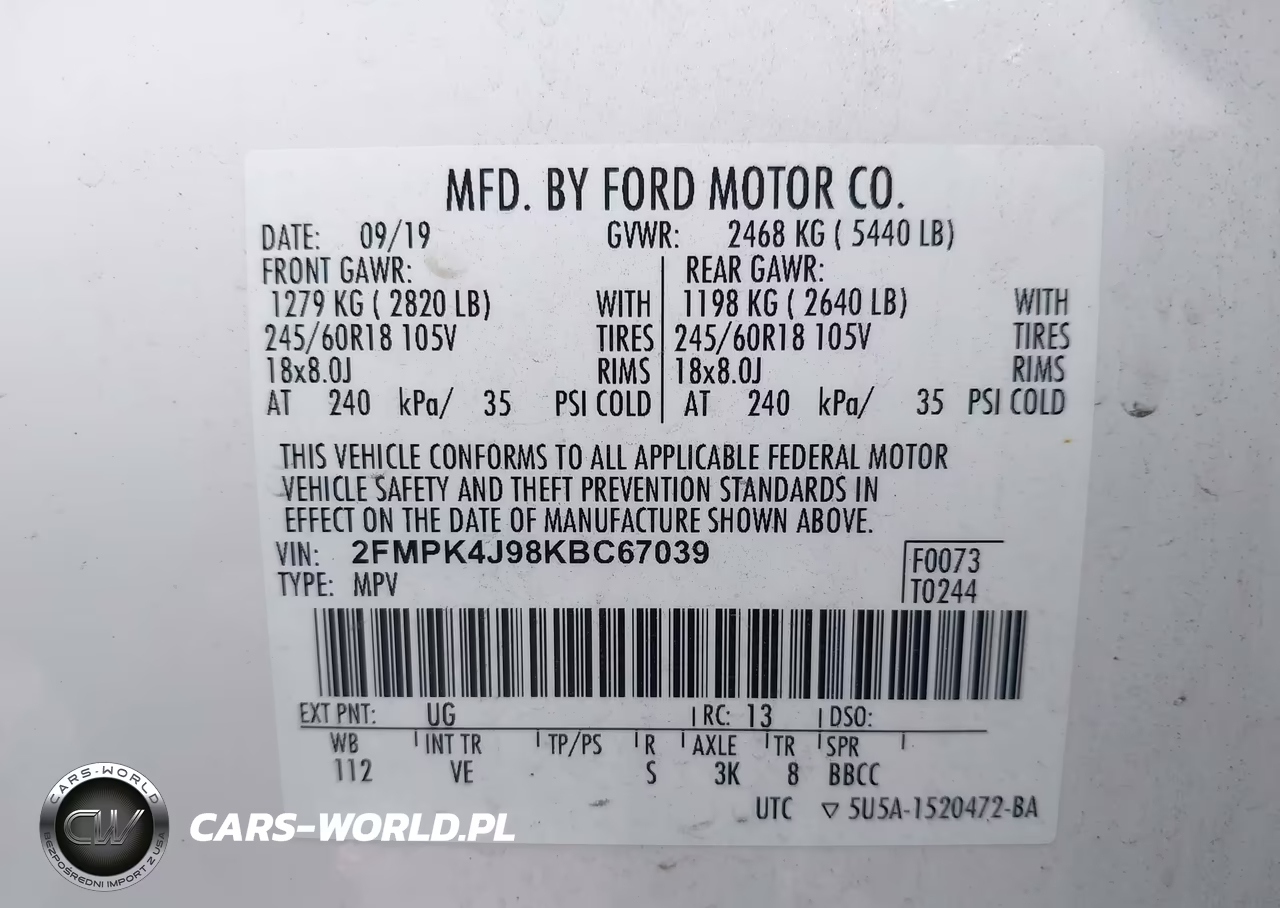 2019 Ford Edge Sel VIN:2FMPK4J98KBC67039 - 9