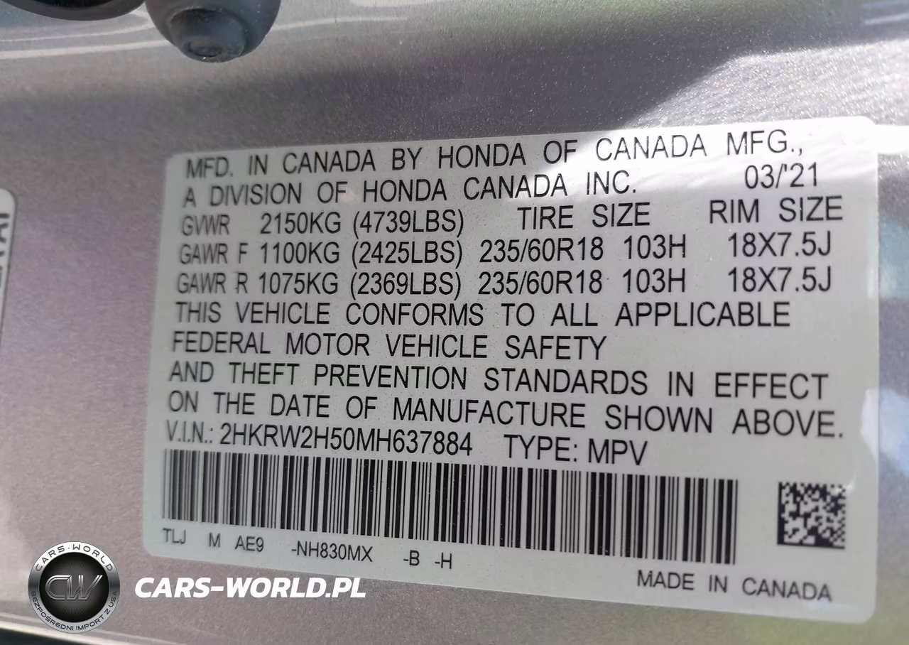 2021 Honda Cr-V Awd Ex VIN:2HKRW2H50MH637884 - 9
