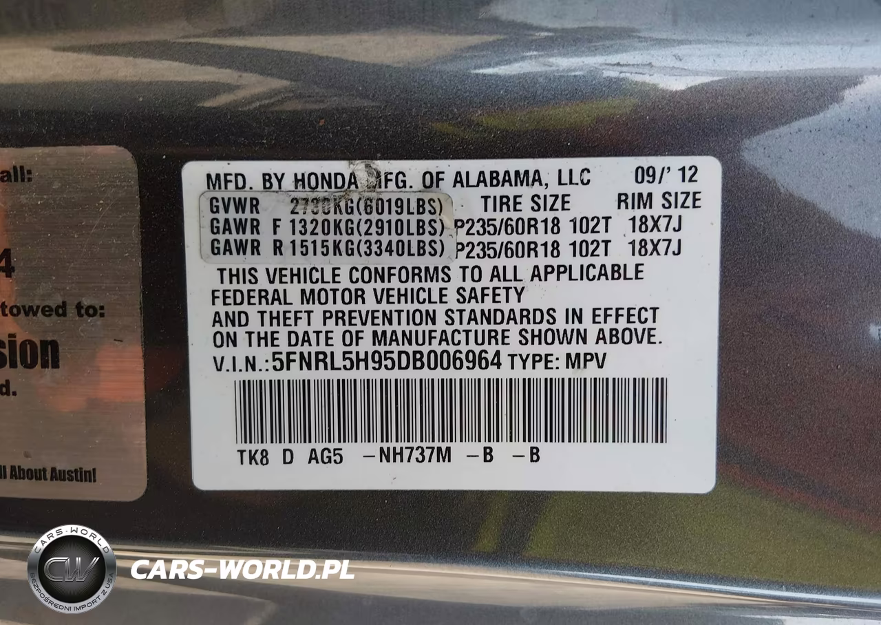 2013 Honda Odyssey Touring-Touring Elite VIN:5FNRL5H95DB006964 - 9