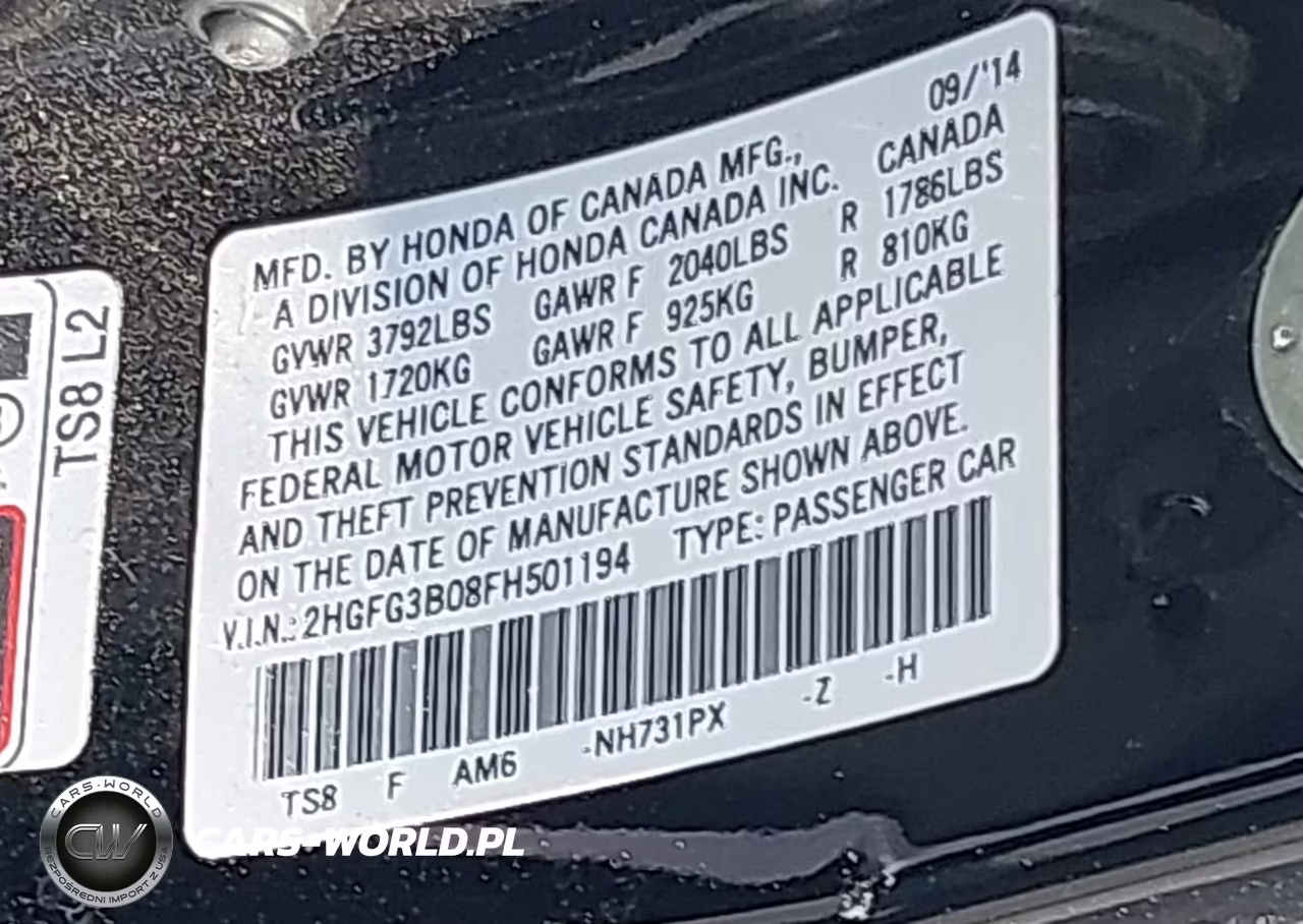 2015 Honda Civic Ex-L VIN:2HGFG3B08FH501194 - 9