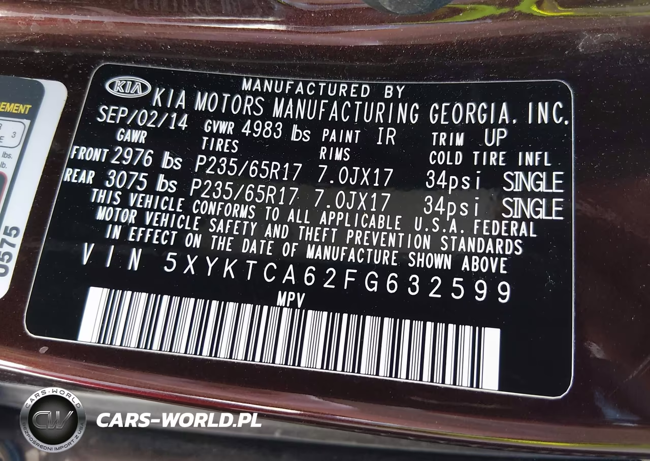 2015 Kia Sorento Lx VIN:5XYKTCA62FG632599 - 9