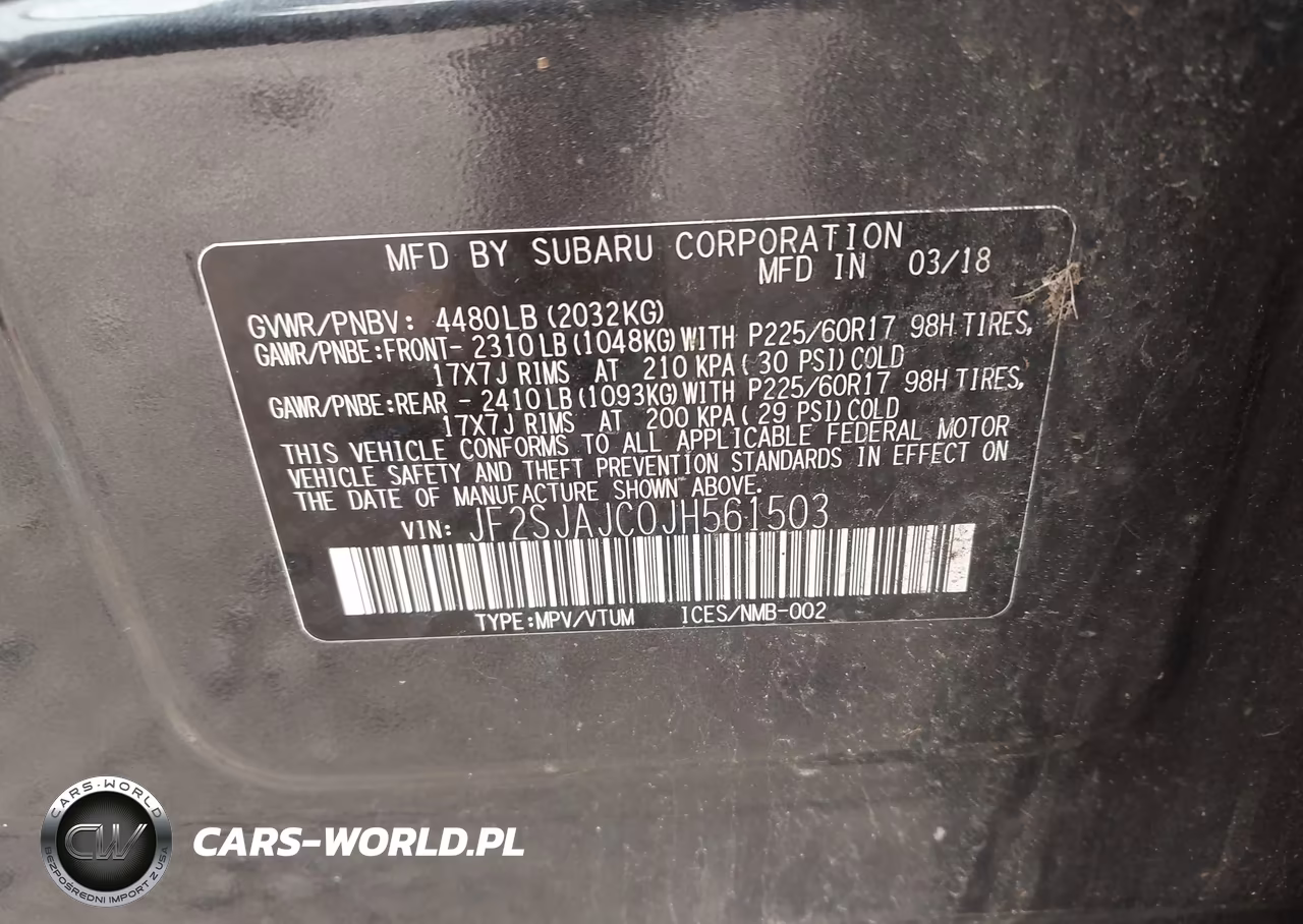 2018 Subaru Forester 2.5I Limited VIN:JF2SJAJC0JH561503 - 9