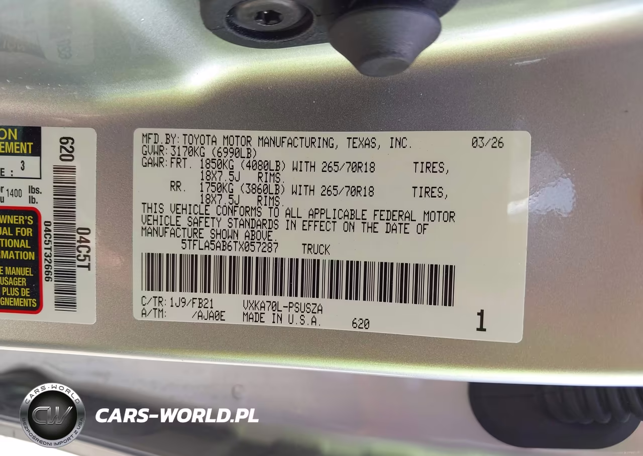 2026 Toyota Tundra Sr5 Crewmax 5.5' Bed VIN:5TFLA5AB6TX057287 - 9