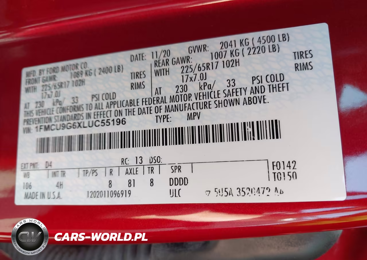 2020 Ford Escape Se VIN:1FMCU9G6XLUC55196 - 9