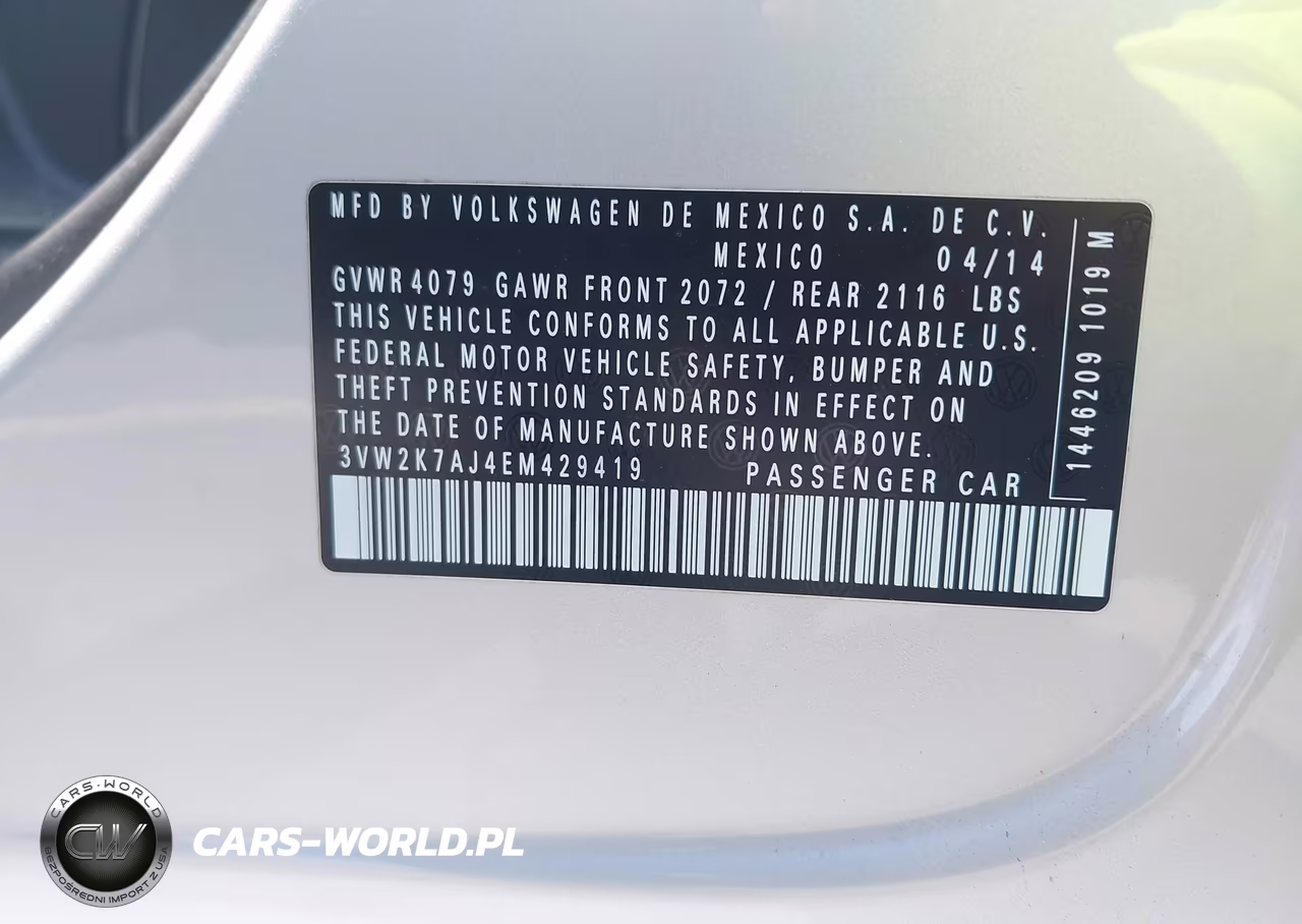 2014 Volkswagen Jetta 2.0L S VIN:3VW2K7AJ4EM429419 - 9