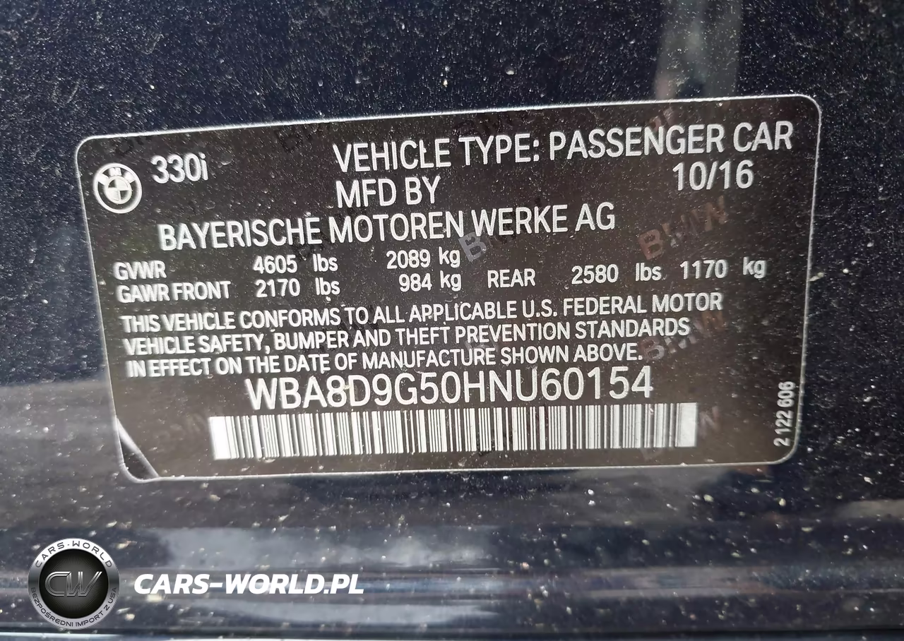 2017 BMW 330I xDrive VIN:WBA8D9G50HNU60154 - 9