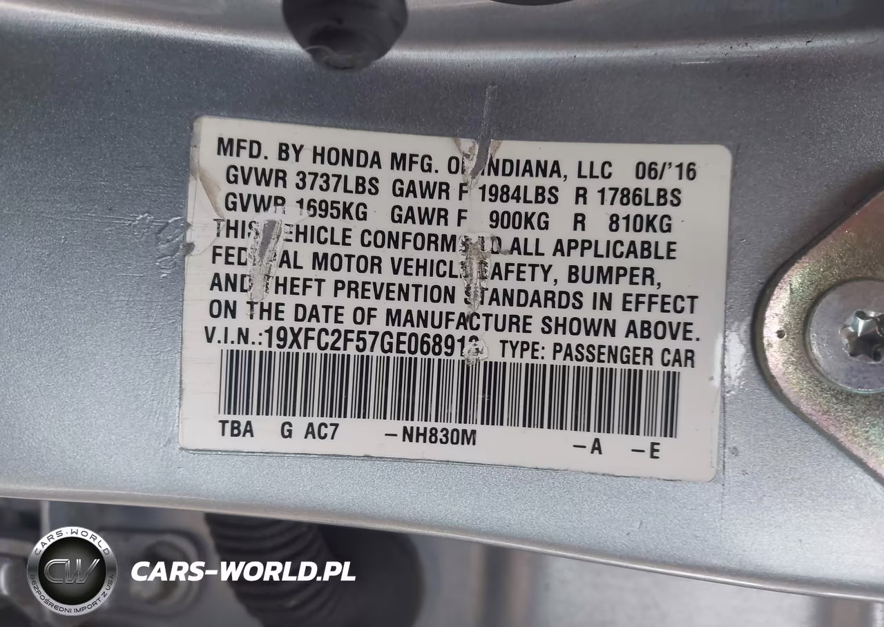 2016 Honda Civic Lx VIN:19XFC2F57GE068913 - 9