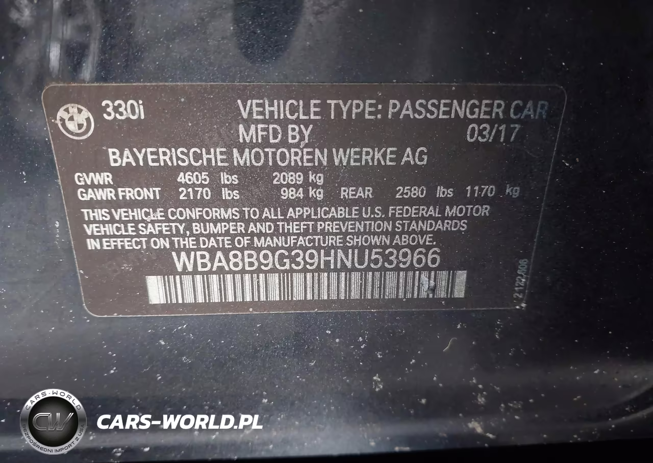 2017 BMW 330I VIN:WBA8B9G39HNU53966 - 9