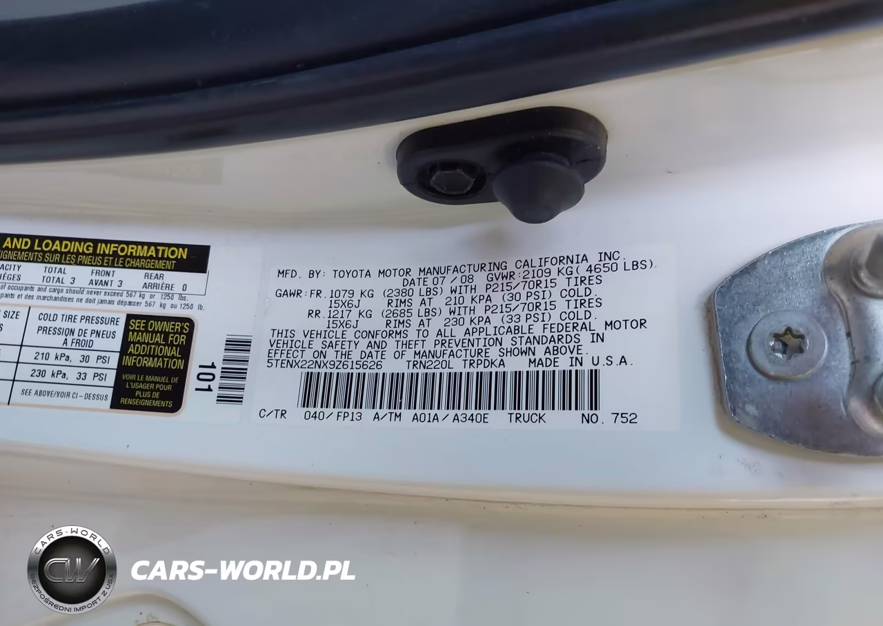 2009 Toyota Tacoma VIN:5TENX22NX9Z615626 - 9
