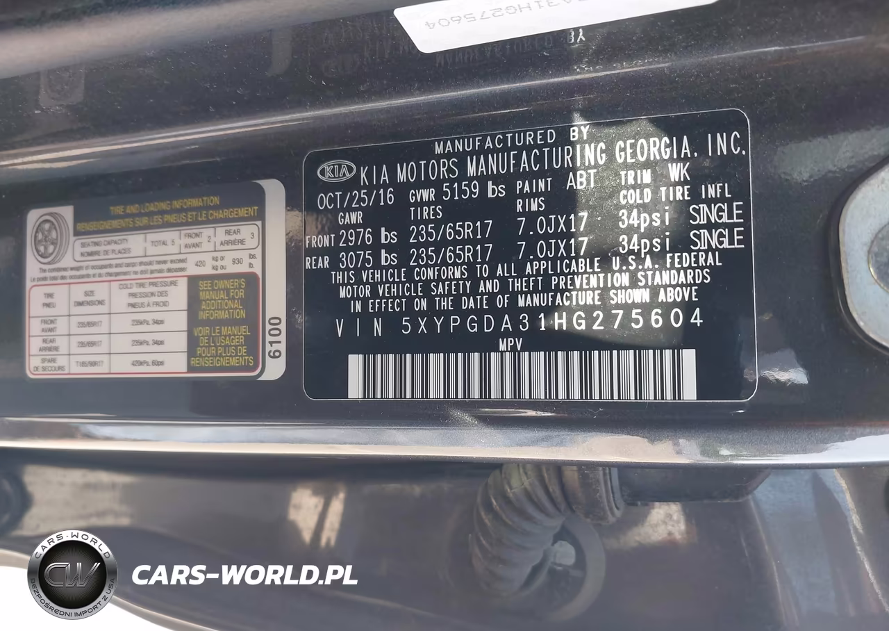 2017 Kia Sorento 2.4L Lx VIN:5XYPGDA31HG275604 - 9