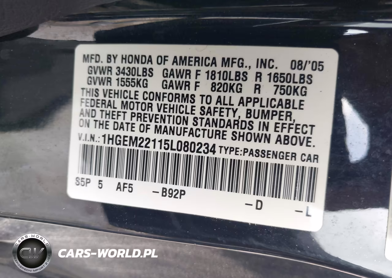 2005 Honda Civic Vp VIN:1HGEM22115L080234 - 9