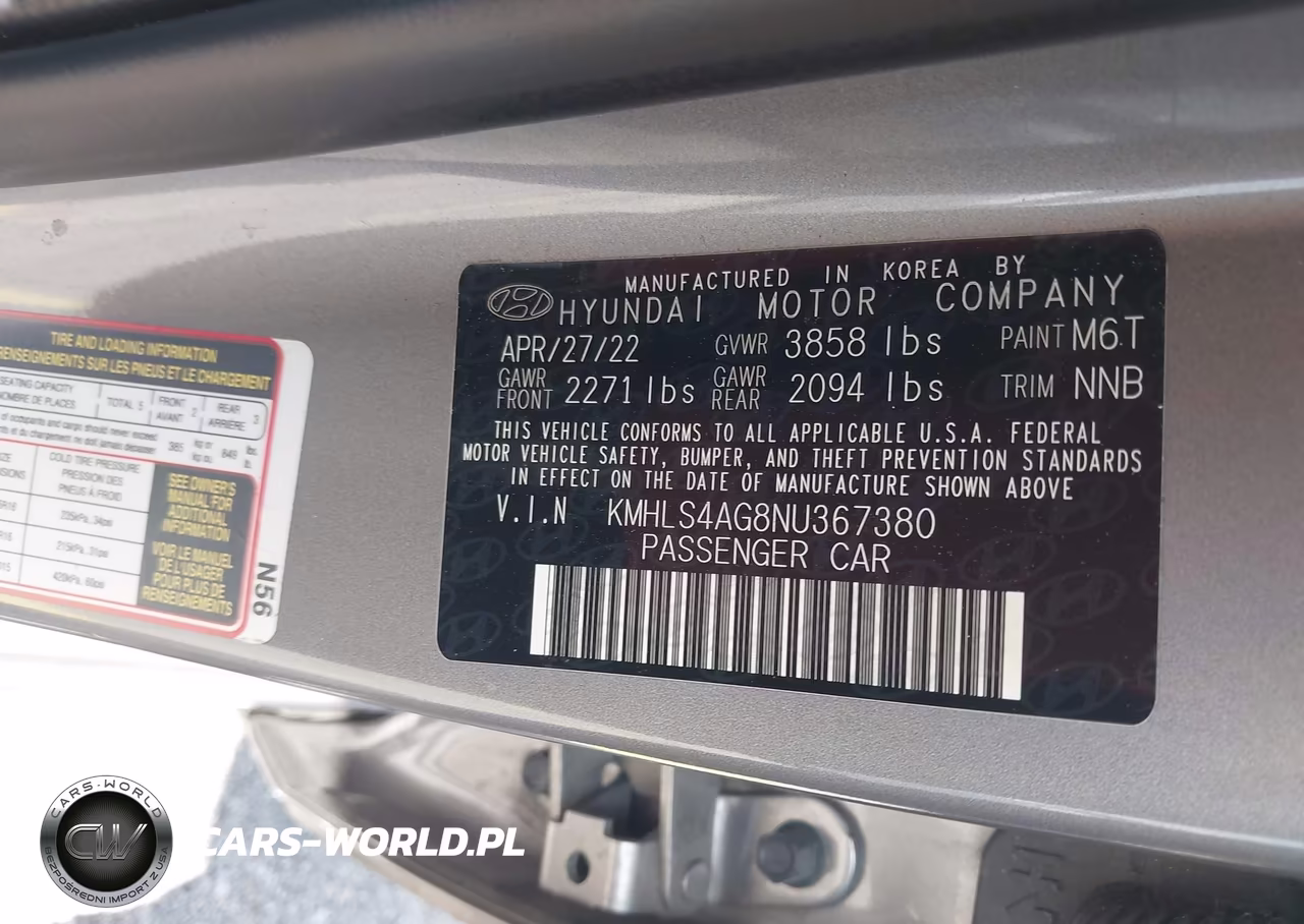 2022 Hyundai Elantra Sel VIN:KMHLS4AG8NU367380 - 9