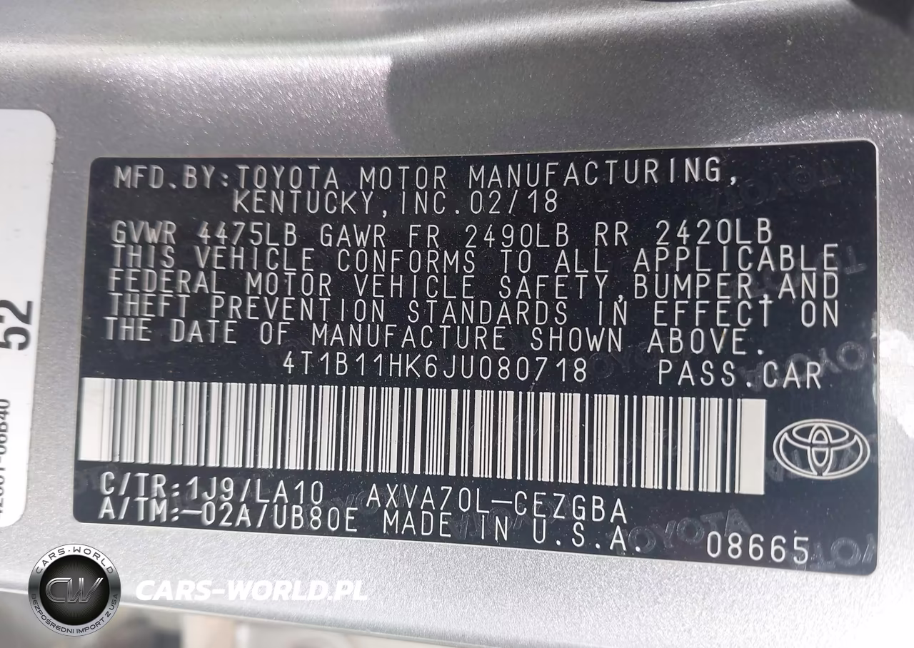2018 Toyota Camry Xle VIN:4T1B11HK6JU080718 - 9