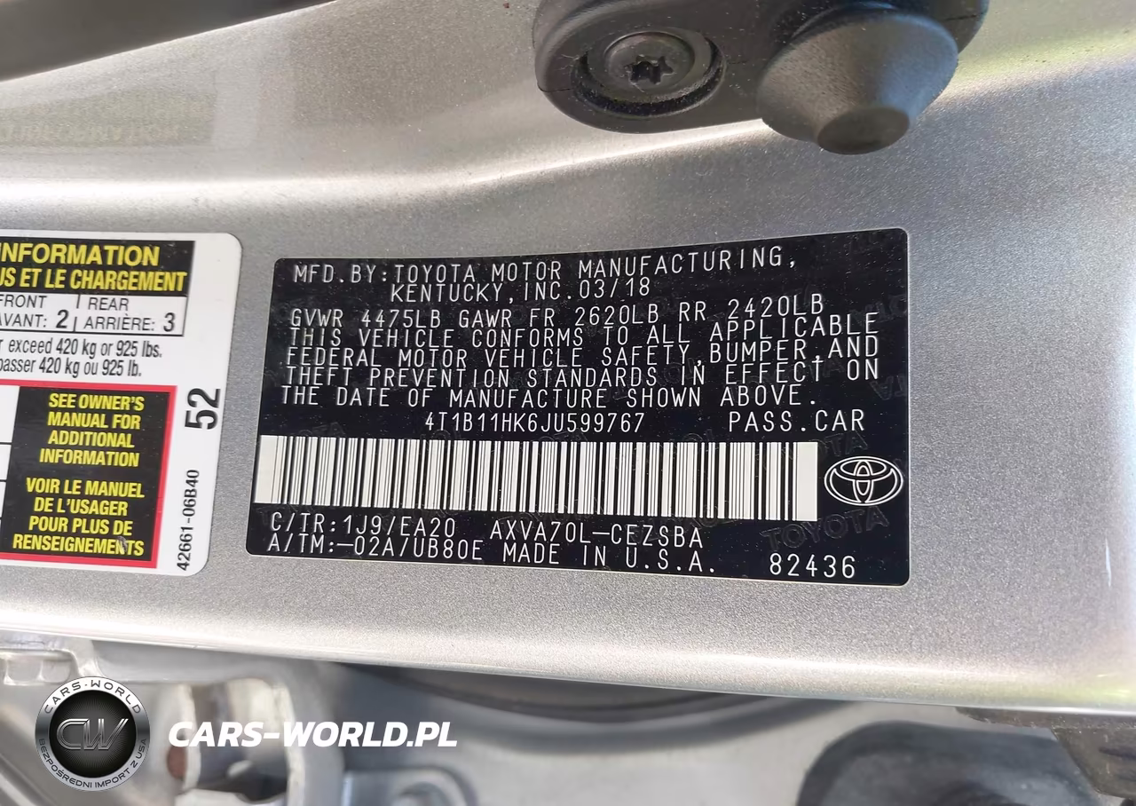 2018 Toyota Camry Se VIN:4T1B11HK6JU599767 - 9