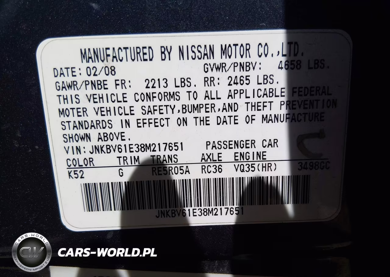 2008 Infiniti G35 Journey VIN:JNKBV61E38M217651 - 9