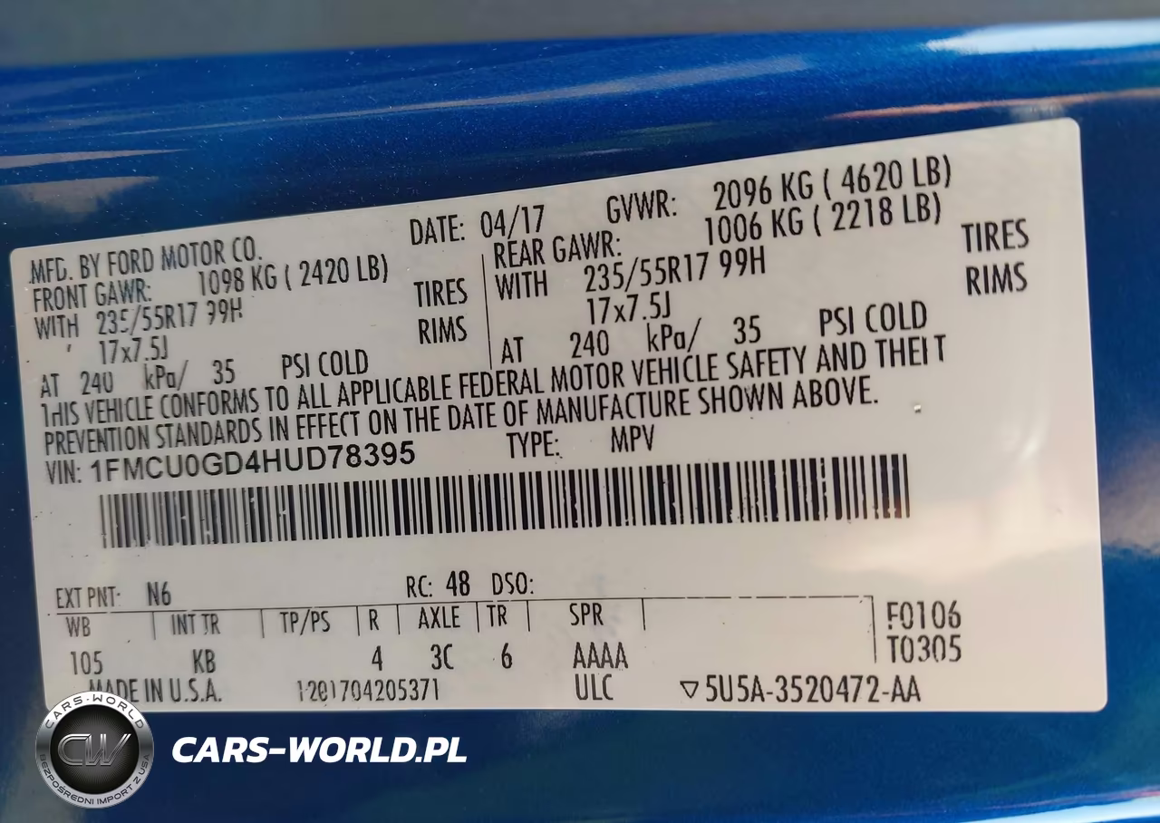 2017 Ford Escape Se VIN:1FMCU0GD4HUD78395 - 9