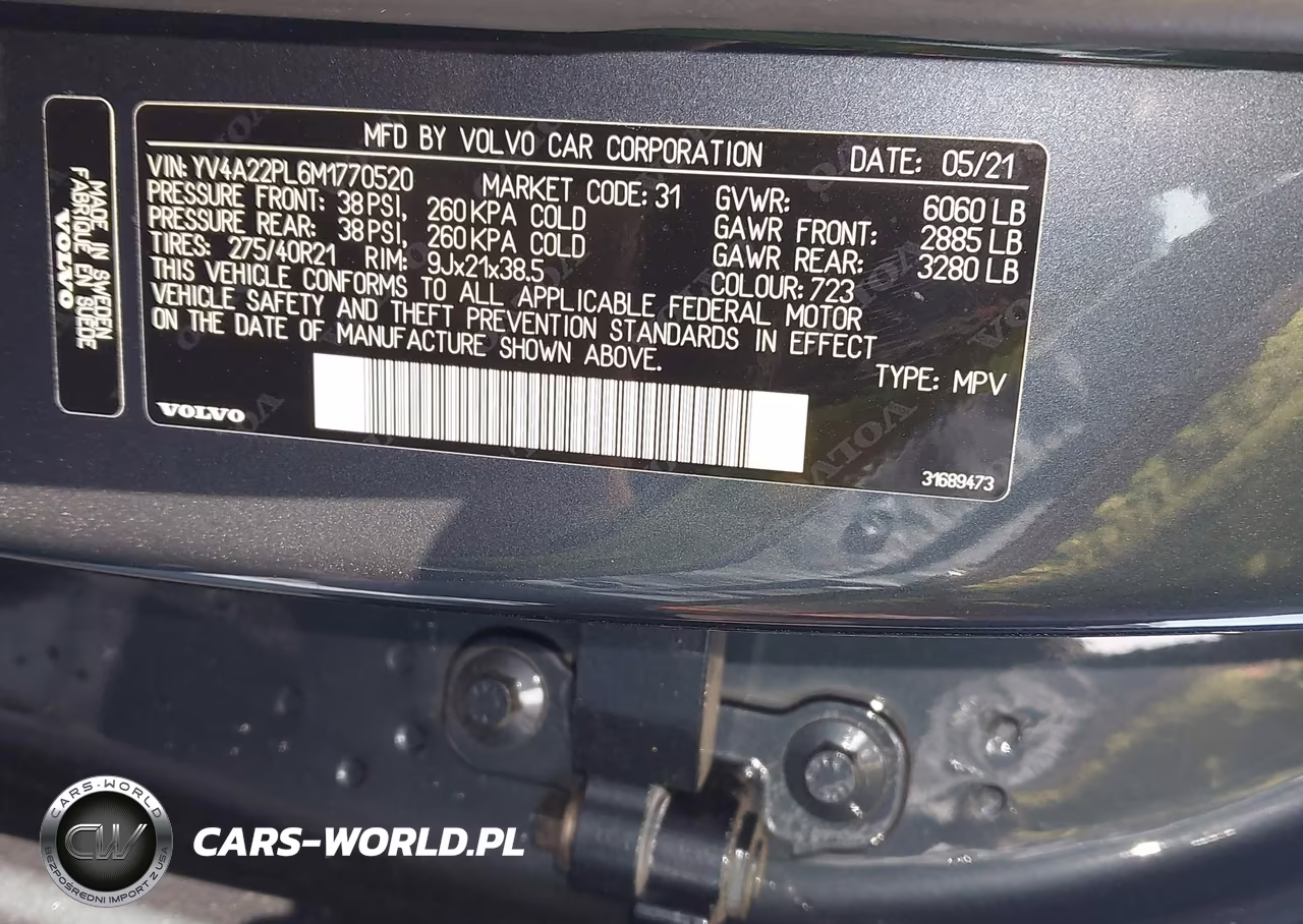 2021 Volvo Xc90 T6 Inscription 7 Passenger VIN:YV4A22PL6M1770520 - 9