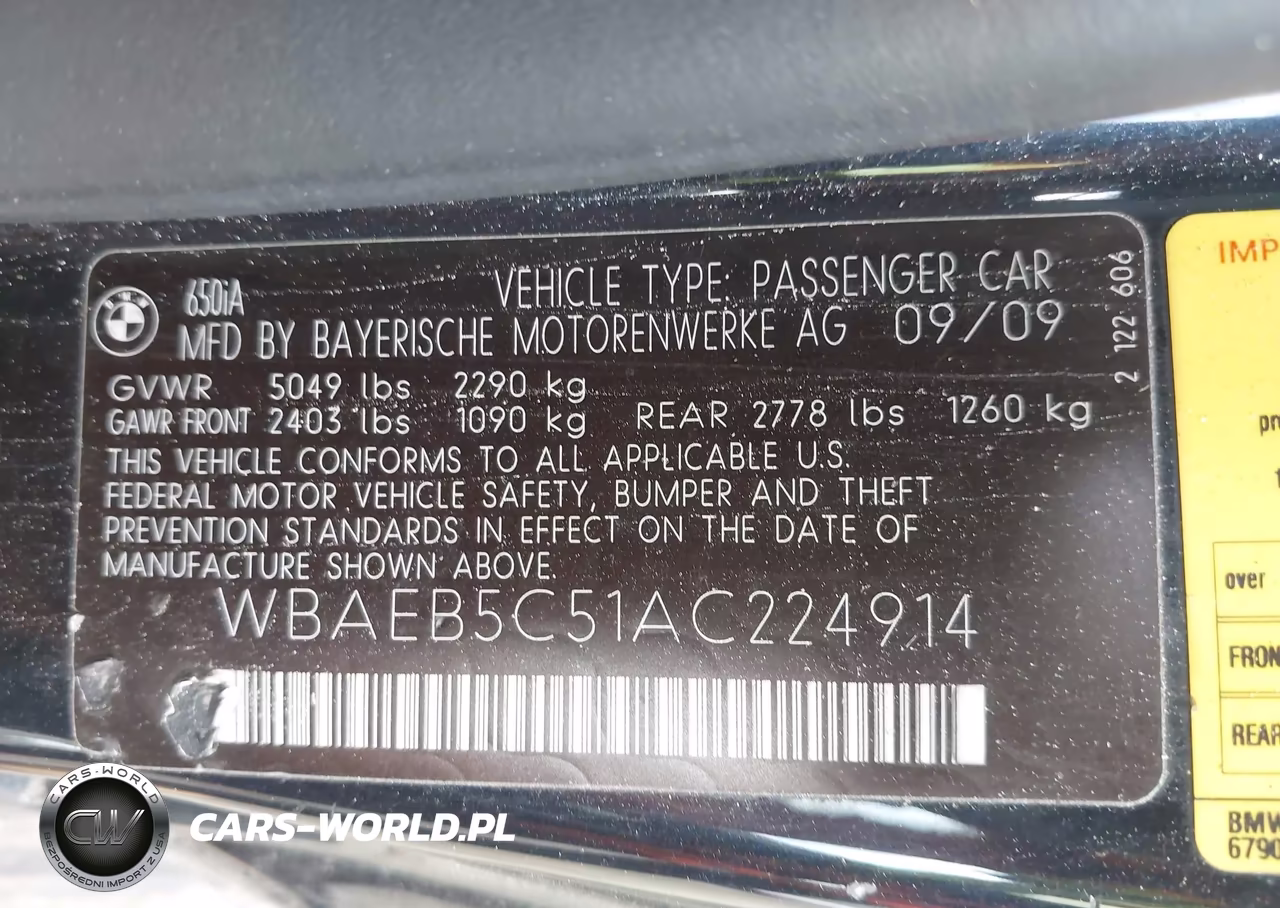2010 BMW 650I VIN:WBAEB5C51AC224914 - 9