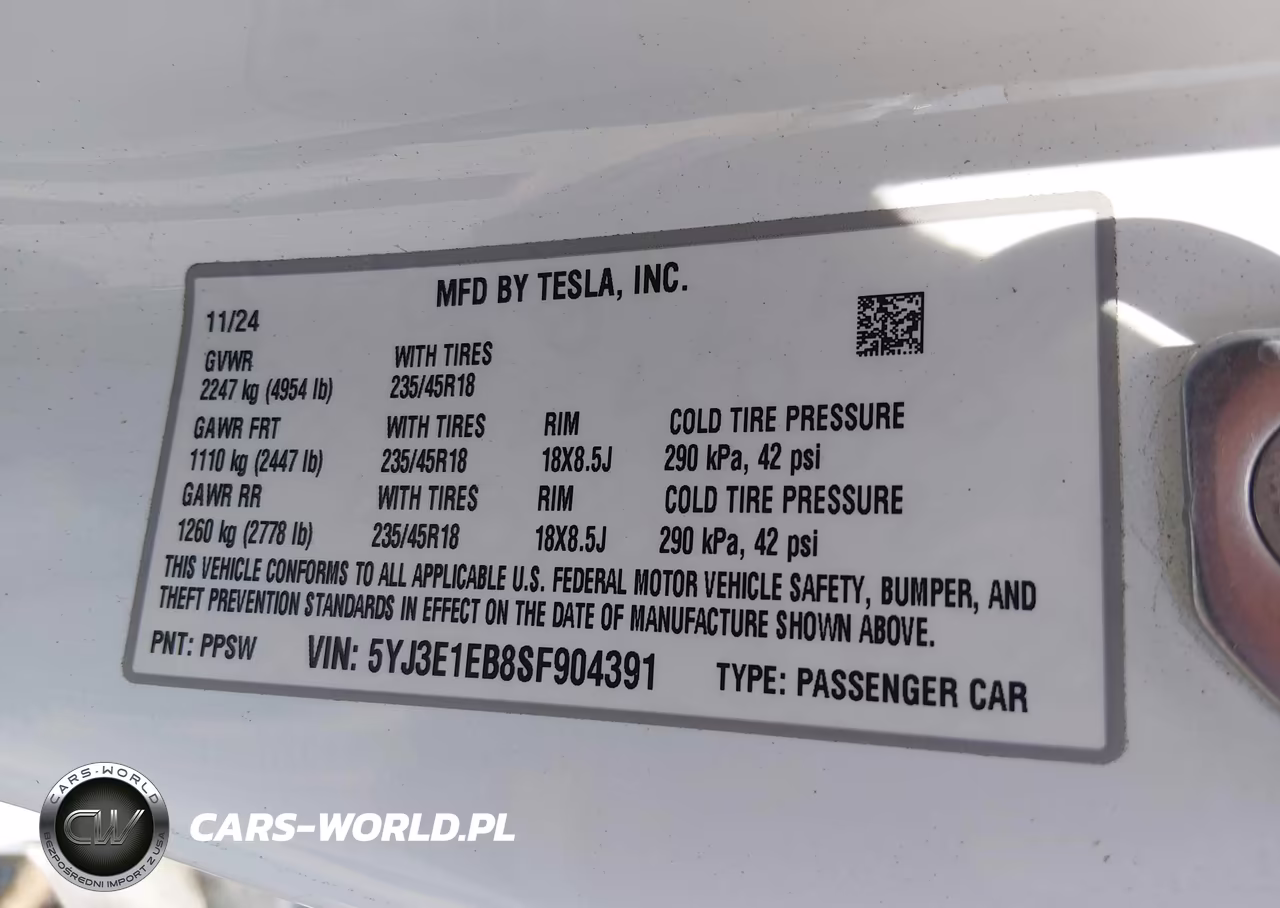 2025 Tesla Model 3 Long Range All-Wheel Drive VIN:5YJ3E1EB8SF904391 - 9