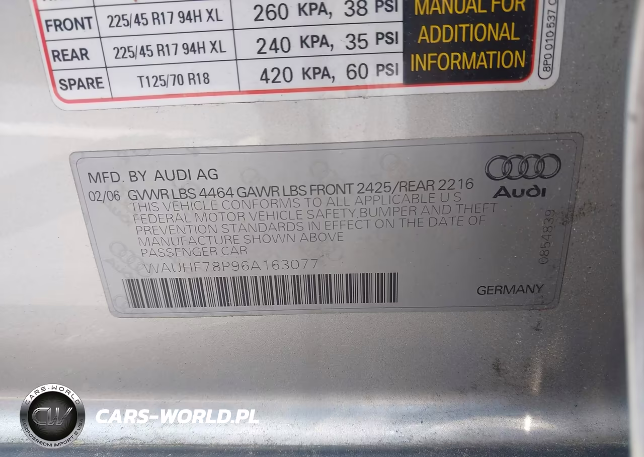 2006 Audi A3 2.0T VIN:WAUHF78P96A163077 - 9