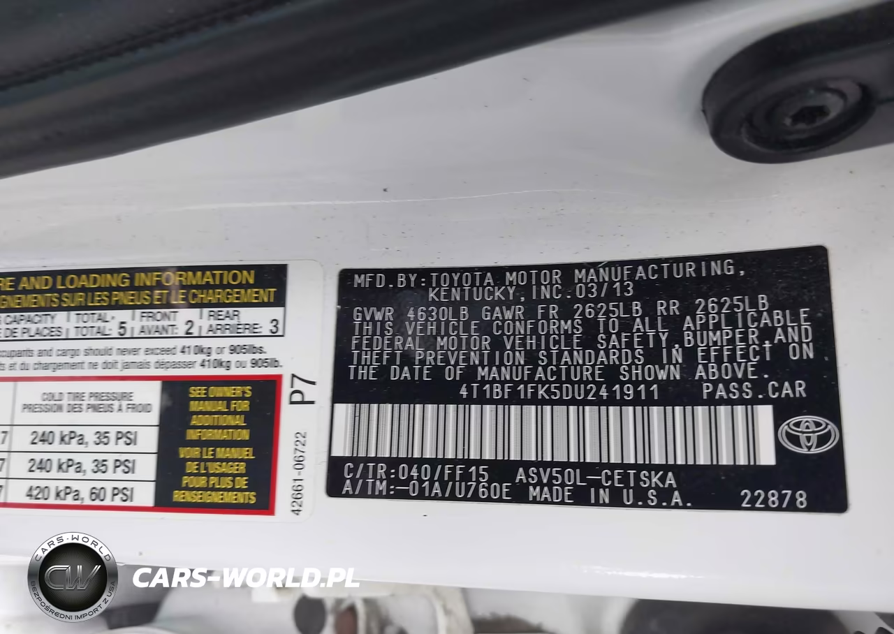 2013 Toyota Camry Se VIN:4T1BF1FK5DU241911 - 9