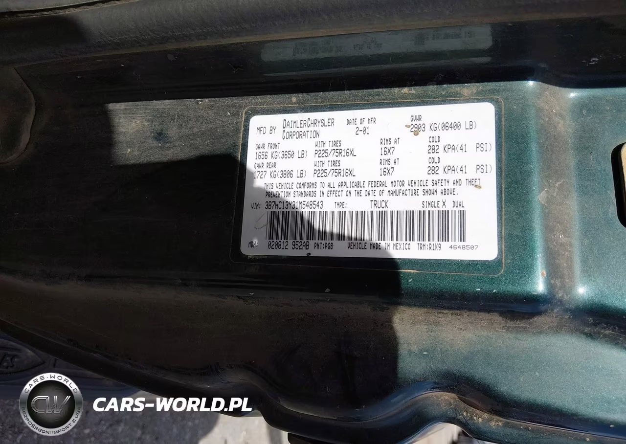 2001 Dodge Ram 1500 St VIN:3B7HC13Y31M548543 - 9