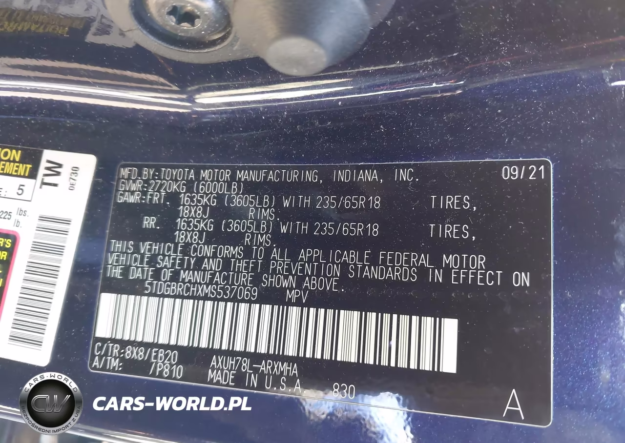 2021 Toyota Highlander Hybrid Xle VIN:5TDGBRCHXMS537069 - 9